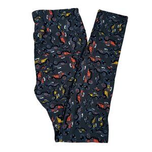 LuLaRoe Classic Vintage Antique Cars Black Gray Red Yellow Leggings One Size OS